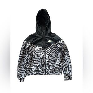 NIKE Youth Girls XL Jacket Windbreaker Zebra Hoodie Juniors Full Zip EUC